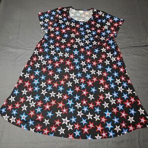 LuLaRoe Black Dress with Red and Blue Stars